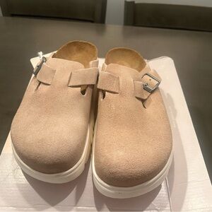 Urban Outfitters Tan Suede Mules